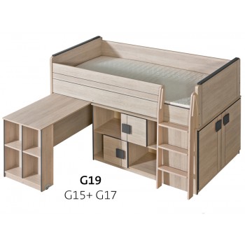 Gumi G19 łóżko piętrowe z biurkiem i szafkami  Dolmar